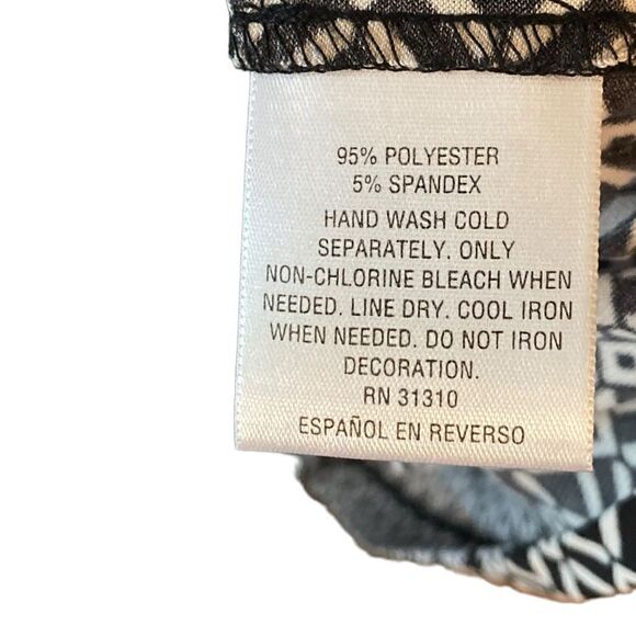 Thalia Sodi Sz M Black White Faux Wrap Gold Metal Accent Cocktail Dress - Picture 7 of 7